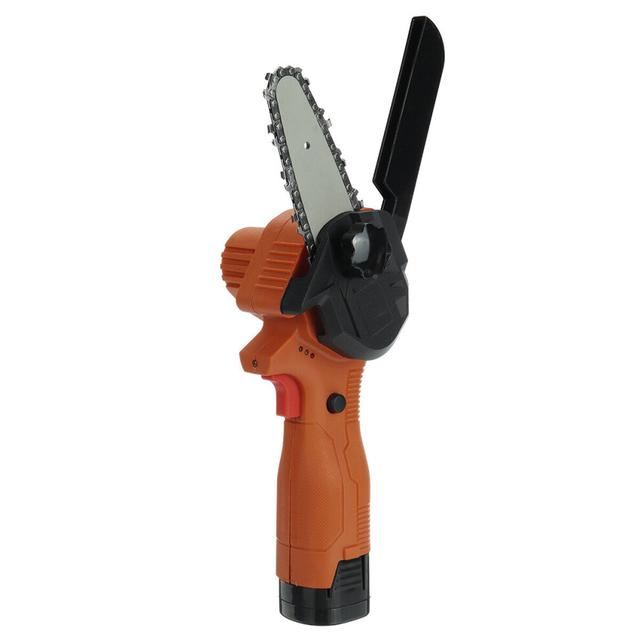 (One Battery, US Plug) 4 Inch Mini Rechargable Chainsaw 18V One-Hand Electric Chain Saw Wood Pruning Shears