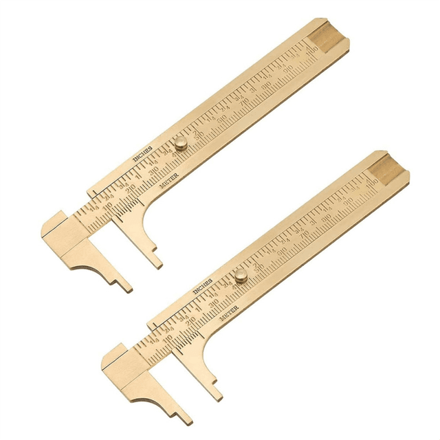 2PCS Pocket Caliper, 100mm Double Scale Sliding Gauge Brass Vernier