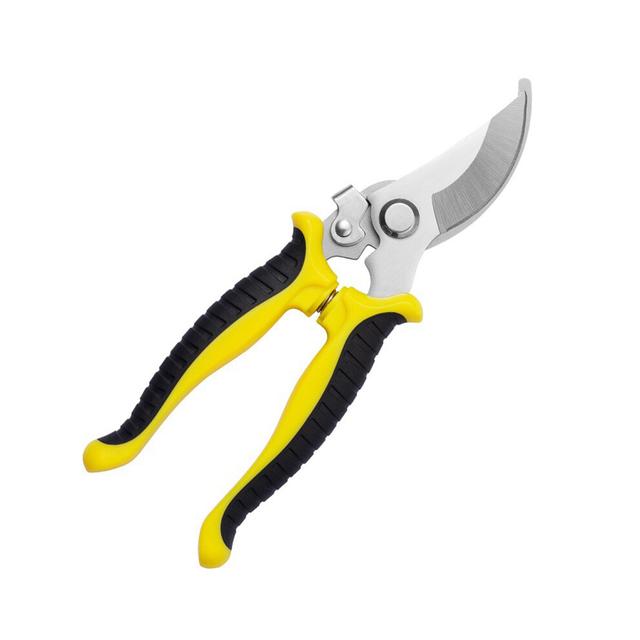 (Yellow)19cm Pruning Shears Professional Sharp Bypass Carbon Steel Cutter Clippers for Tree Branches Prune Garden Accessories