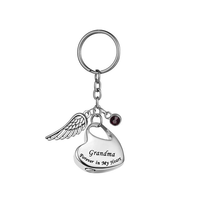 (grandma) (grandma) Angel wings urn pendant key chain cremation jewelry for ashes stainless