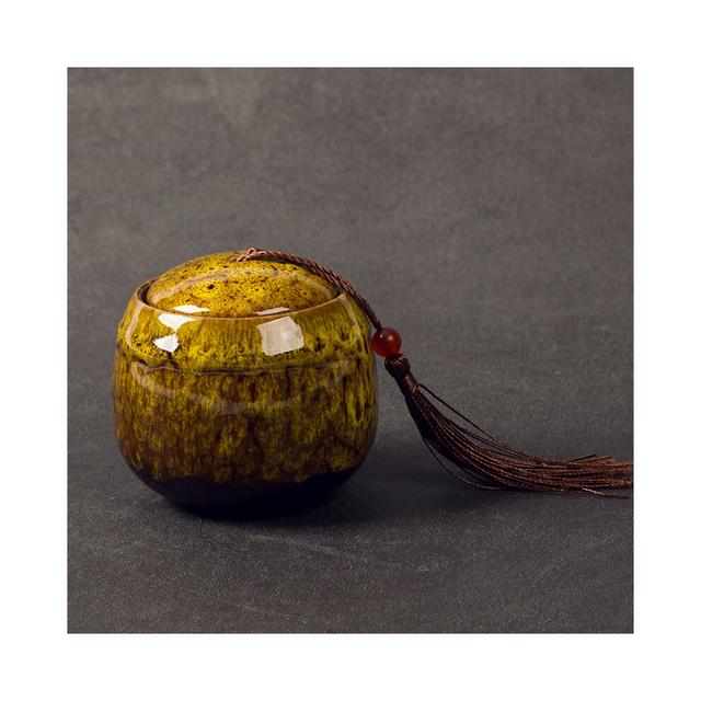 (Yellow L)(Yellow L) Pet Ashes Urn Hand Painted Ceramics Urn Cremation for Pet Birds