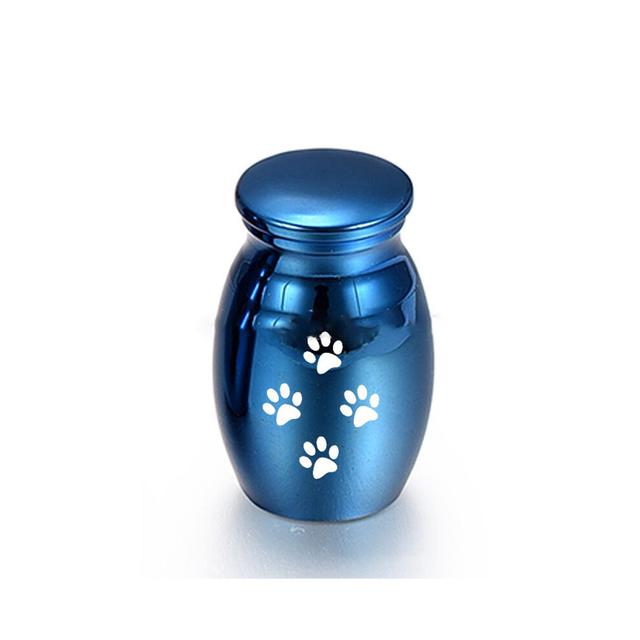 (Blue)(Blue) 5 Colors Pet Cremation Urns Stainless Steel Ashes Memorial Container