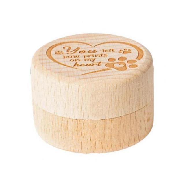 Pet Keepsake Box Elegant Wooden Paw Print Design Carved Smooth