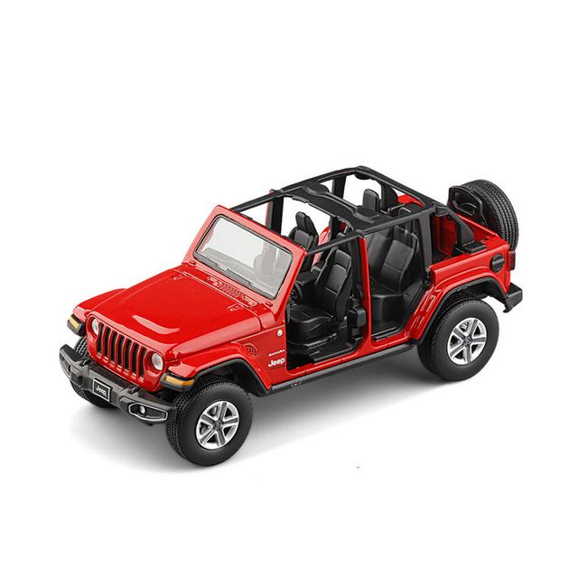 (Open Red)1:32 Jeeps Wrangler Rubicon Alloy Car Model Diecast Metal Toy Off Road Vehicle Car Model