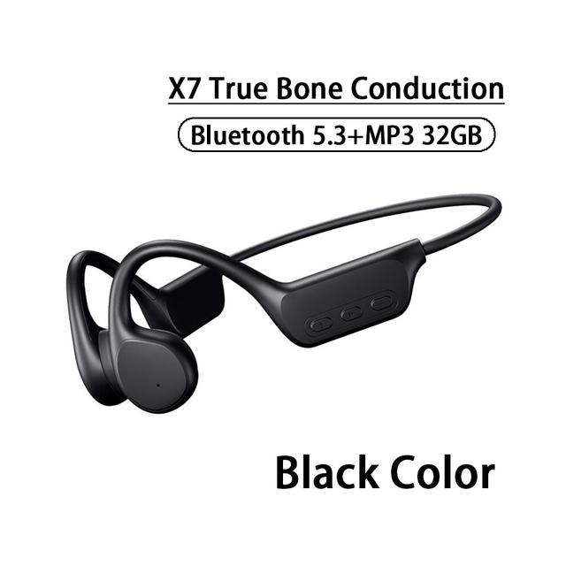 (x7-black-32G)X7/X10 IPX8 Waterproof Swimming Bone Wire Bluetooth 5.3 Headphone 32GB MP3 Player HIFI