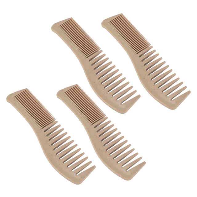 10Pcs Fine Wide Tooth Comb Wheat Straw Round Teeth Portable Hair Styling Comb Set for Home Travel