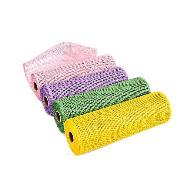 4 Rolls 10 Inch x 5 Yard Easter Mesh Ribbons Burlap Ribbon DIY Crafts Decor
