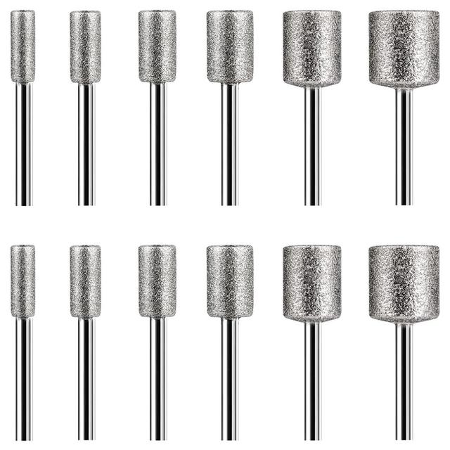 12PCS Diamond Burr Bits for Stone Rocks Ceramics Rotary Tools