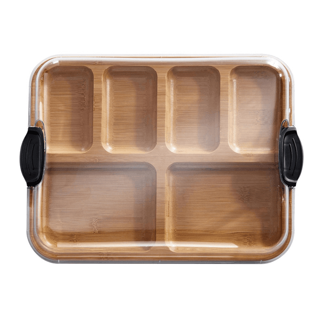 Bamboo Cutting Board with Lid, Black Handles, 11x14 Inch