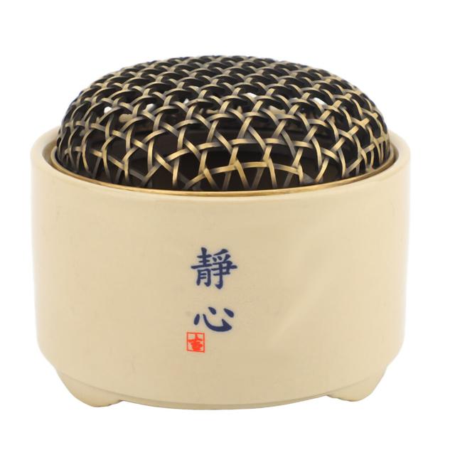 Ceramic Incense Burner with Gourd Holder Fireproof Cotton Chinese Zen Stick Cone Coil Incense Burner Tea Table Ornament