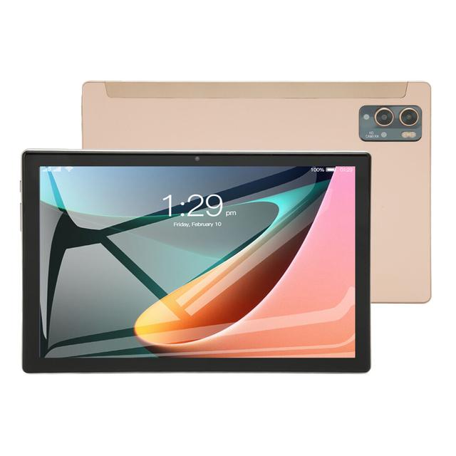 Tablet Computer 10.1in 8 Core CPU 8+256G 4G PC with Protective Cover Gold 100â240V EU Plug