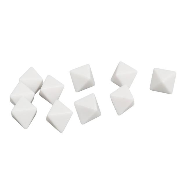 20PCS 8 Sided Dice Plastic Blank DIY Dice Set for Board Games Party Math Counting Teaching White