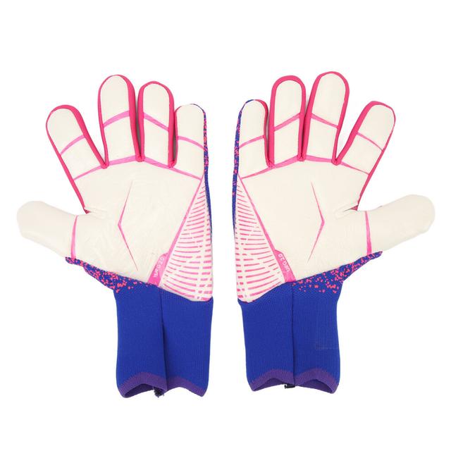 1Pair Goalkeeper Gloves Soccer Goalie Gloves Latex Strong Grip Breathable Comfortable Sports Gloves for Training Purple Size 10