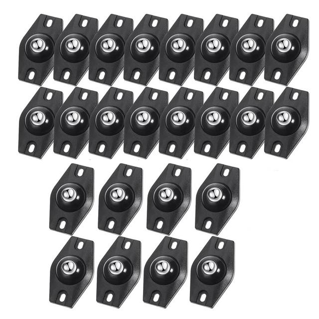 24 Pieces Self Adhesive Wheels Mini Fixed Caster Boxes Small Paste Wheel Sticky Black