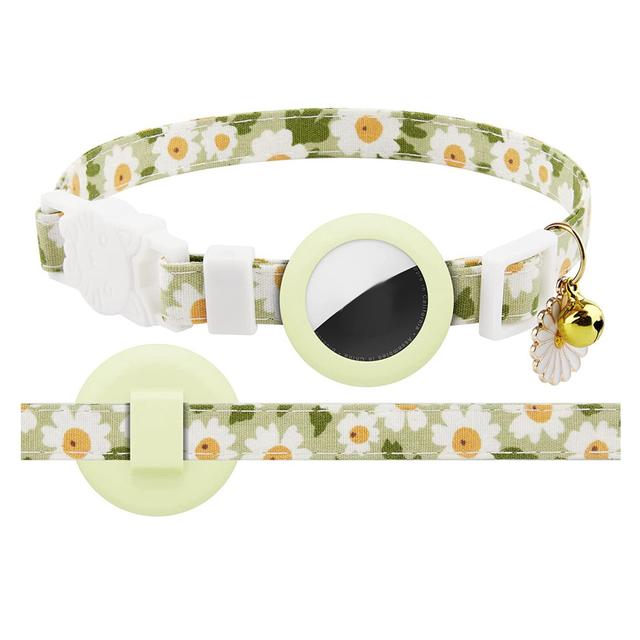 For Air Tag Cat Collar, Kitten Collar Breakaway with Silicone Holder, for Girl Boy Cats Green