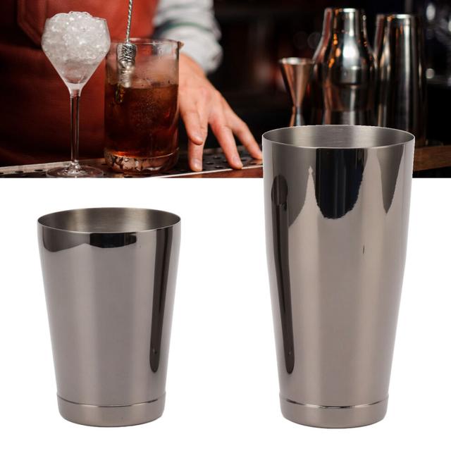 304 Stainless Steel Cocktail Shaker 2 Section Bartending Mixer Bar Wine Cup Shaker Black Plated with Bottom Cup