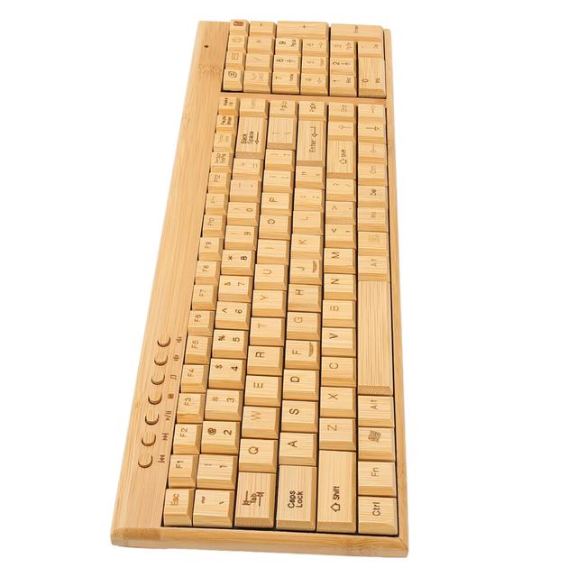 Computer Wireless Devices 2.4GHz Wireless Connection Plug and Play Bamboo Wood Computer Control Devices for Office Keyboard