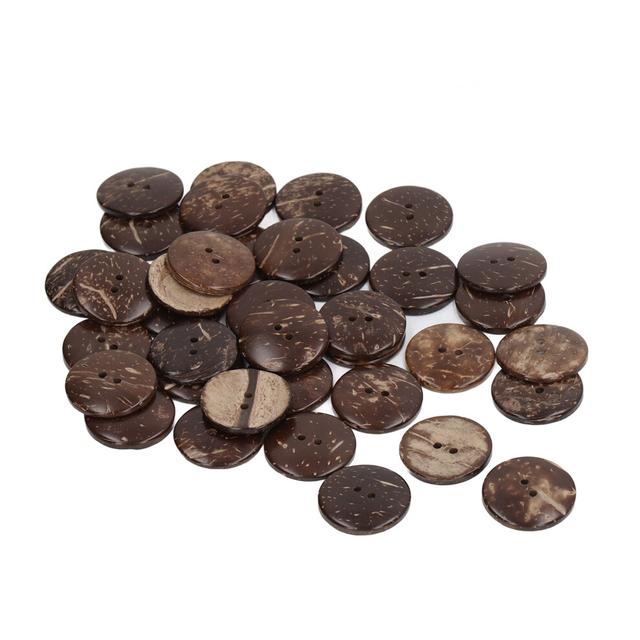 50pcs Wooden Buttons Round Coconut Texture Double Hole Composite Wood 25mm DIY Sewing Buttons for Art Project