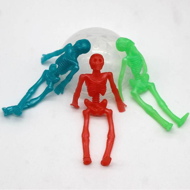 10 pcs Random Color TPR Soft Skeleton Frame Stretchable Skeletons Halloween Tricky Funny Toy Party Favors