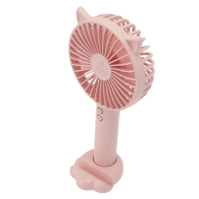 Hand Held Fan Portable USB Rechargeable Cute 3 Speed Wind Regulable ABS PC Battery Operated Fan for Travel Pink