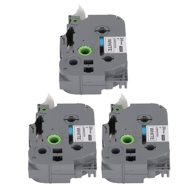 Label Maker Tape 24mm Wide 8M Long Black On White Even Inking Smart Sensing Replacement Label Maker Refills for TZe 651 White Box Of 3