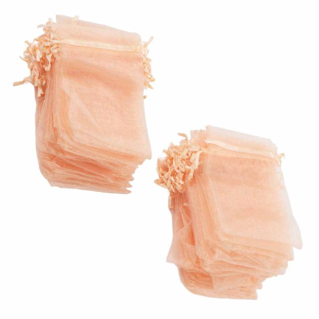 100PCS Organza Bags 10x15cm Transparent Drawstring Gift Bags Mesh Portable Jewelry Bags Jewelry Bags Drawstring for Wedding Rose Gold