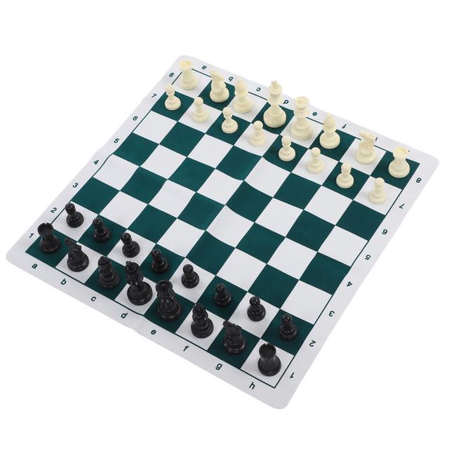 Chess Set Plastic Chess Board Set Desktop Game with 50x50cm Artificial Leather Board for Party Camping Relaxing