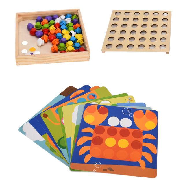 Matching Mosaic Pegboard Toys Mushroom Peg Button Art Toy Early Learning Toys for Children KidsAnimal
