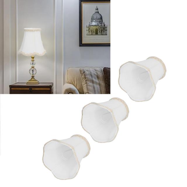 3Pcs Fabric Lamp Shade E14 Clip On Wall Lamp Candle Chandelier Lampshade Interior Decoration White