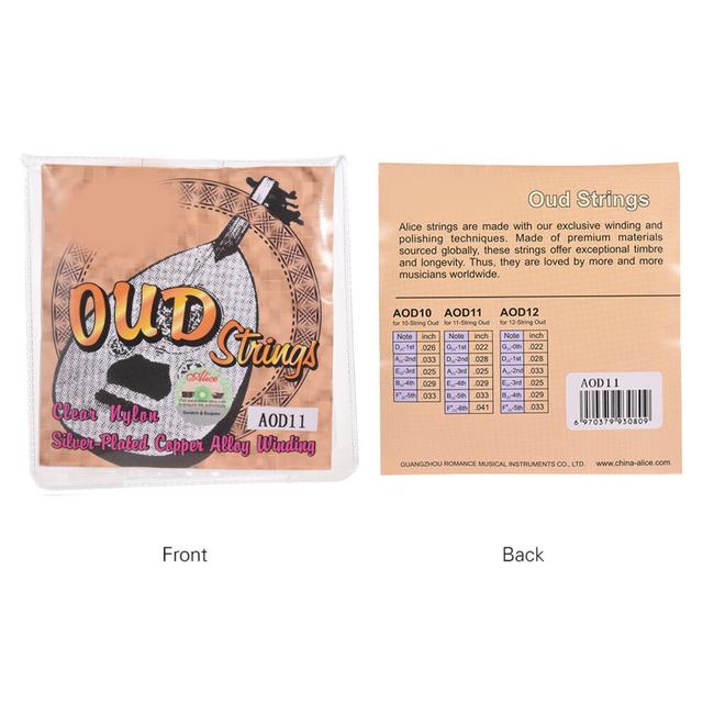 Alice AOD11 11-String Oud Strings Set(G-D-A-E-B-F) Nylon Core Silver Plated Copper Alloy Winding (.022-.041)