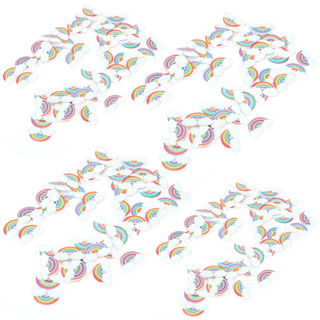 200Pcs Rainbow Wooden Buttons DIY Painted Decoration Accessories with 2 Holes for Children