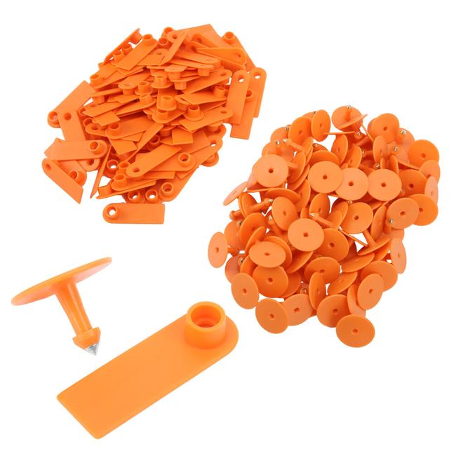 100pcs Animal Blank Ear Tags Goat Sheep Pig Livestock TPU Ear Tags for Farm AnimalsNo Letters, Orange