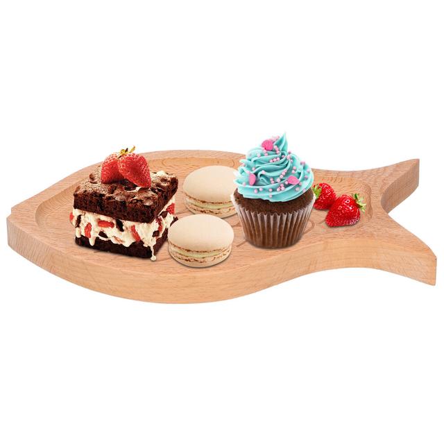 Wooden Plate FishShaped MultiGrain Creative Fruit Dessert Tray Table Box Candy Dish