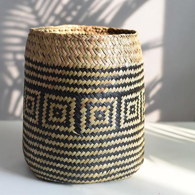 Woven Basket Storage Basket Handmade Straw Clutter Storage Basket Garden Basket