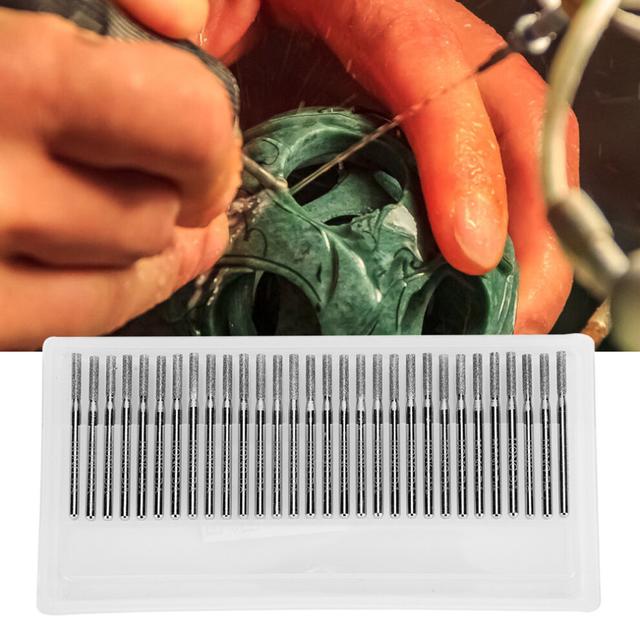 30pcs 2.5mm Cylinder Flat Diamond Bit Grinding Needle Power Grinder Carving Tools for Jades Engraving