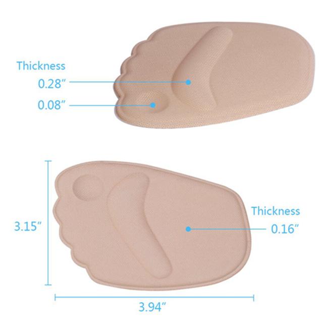 2 Pairs Thick Ball of Foot Cushions Antislip Gel Metatarsal Foot Pads