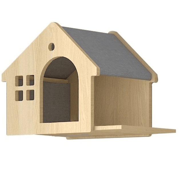 Villa Cat Bed, Wall-Type Cat Bed, Small Solid Wood Cat Wall Shelf B