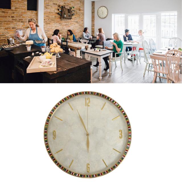 Brass Wall Clocks Silent Non Ticking Wall Quartz Clock Battery Operated Decorative Round Wall Clock for Home Livingroom Diameter 40cm / 15.
