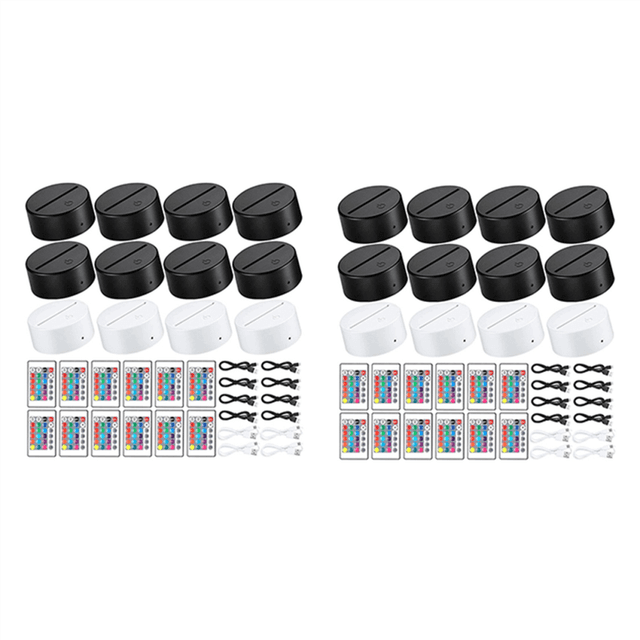 12 Pack 3D Night LED Light Lamp Base 16 Colors LED Light Display