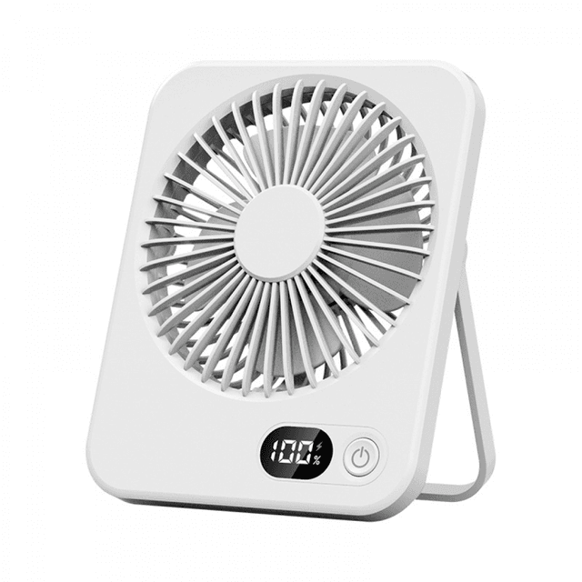 Ultra Thin Desktop Fan Digital Display 5 Speeds Adjustable Cooling Fan with Foldable Stand