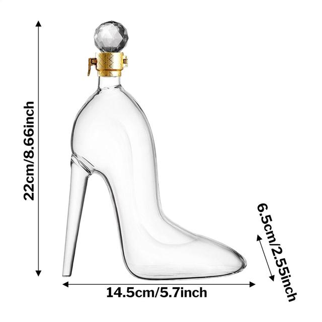 Wine Decanter High-Heeled Shoes Shaped Whiskey Glass Decanter Bottle With Lid 350ml Clear Drinks Container Desktop Ornament for