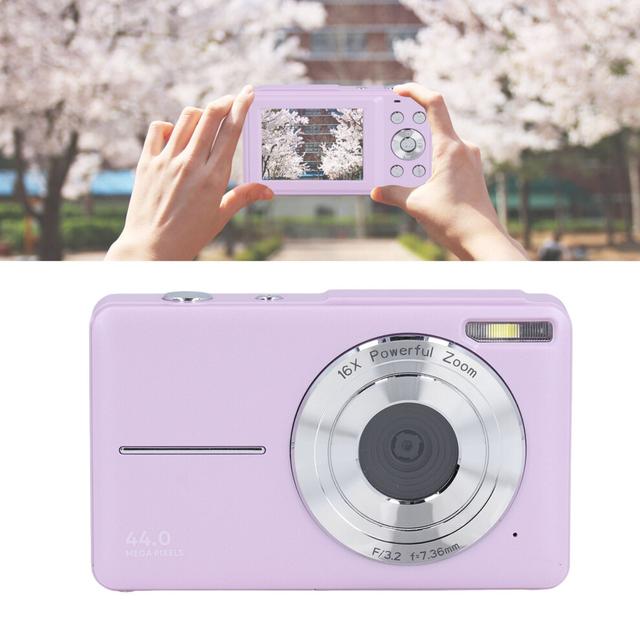 44MP Pocket Camera 16X Zoom 2.5" IPS Purple EU Plug