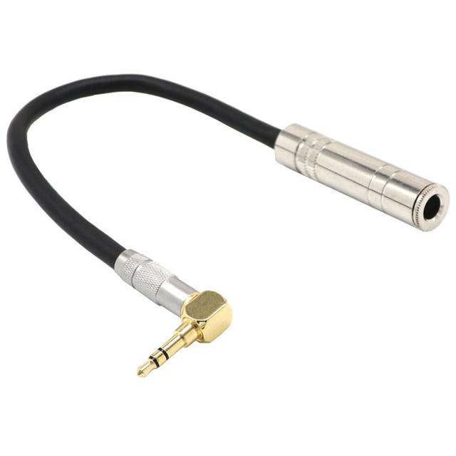 6.35 Female Stereo to 3.5 Male Plug Jack 90Degree Audio Line cable.