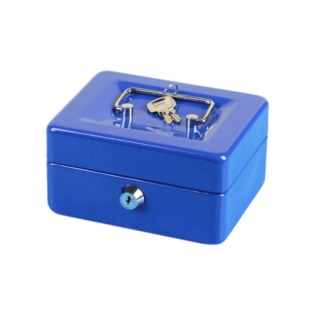 Petty Cash Box Lockable Security Money Safe with Lock Slot,Blue