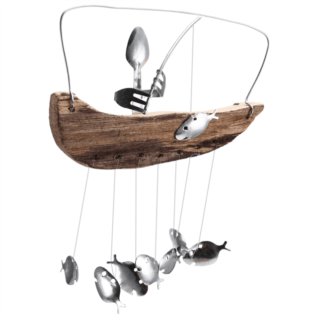 Fisherman Sculpture Wind Chimes Indoor Outdoor Home Garden Decoration
