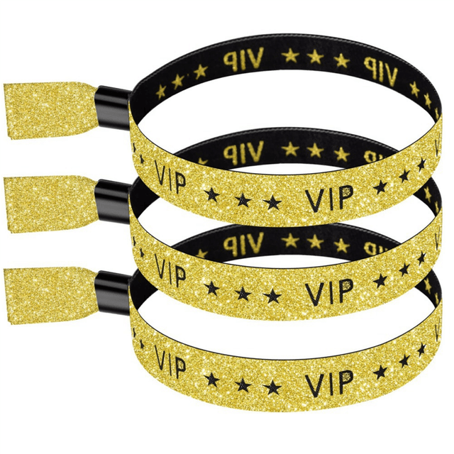 100 Pack VIP Cloth Event Wristband, for Activities, Parties ( Gold)