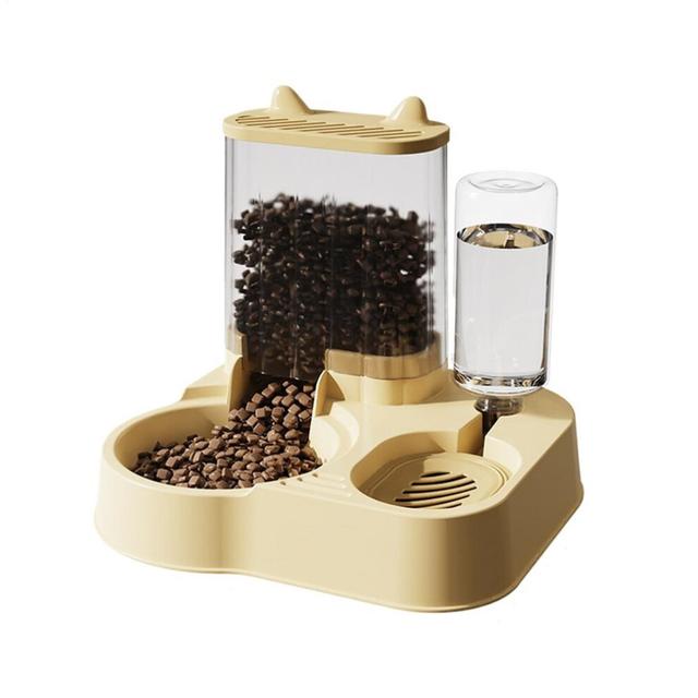 Dog Food Dispenser Automatic Anti-Tip Cat Food Dispenser Water Bowl