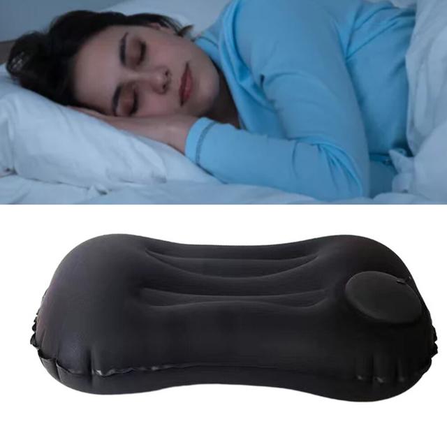 Ultralight Inflatable Travel Pillow Black 125g Neck Support