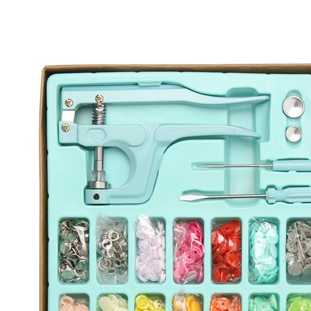 Blue Round Resin Snap Button Kit Metal Sewing Craft Set