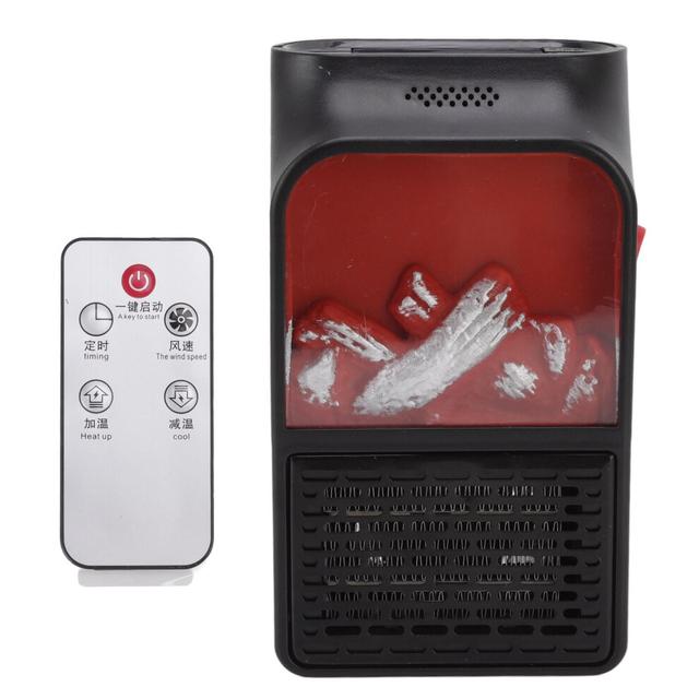 Mini 1000W PTC Ceramic Flame Heater, Silent Portable Fireplace with Remote